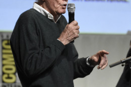 Stan Lee attends the "X-Men: Apocalypse" panel on day 3 of Comic-Con International on Saturday, July 11, 2015, in San Diego, Calif. (Photo by Chris Pizzello/Invision/AP)