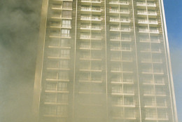 A fire breaks out at the Dupont Plaza Hotel in San Juan, Puerto Rico on Dec. 31, 1986. (AP Photo)