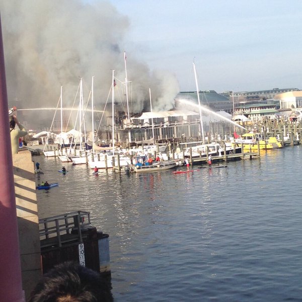 Fire crews battled a blaze at Annapolis Yacht Club on Saturday, Dec. 12, 2015. (Annapolis Professional Fire Fighters IAFF local 1926 via Twitter)