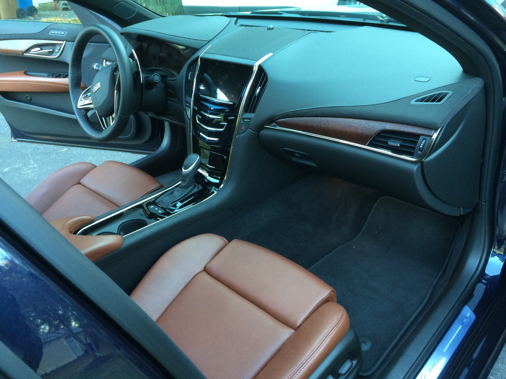 The interior with the Premium level ATS has a nice high quality cut/sewn interior with a dash with contest stitching. (WTOP/Mike Parris)
