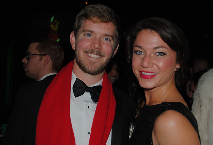 Guests were decked out in their holiday best. Here, Houlihan Lokey's Chris Hemler and Merritt Group's Kaila Brosey. 