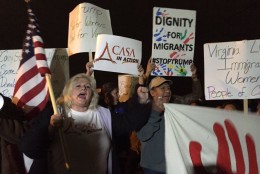 Protesters seen at the Manassas Donald Trump rally on Dec. 2, 2015. (WTOP/Michelle Basch)