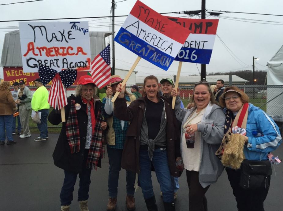 These Donald Trump supporters brought signs to the Manassas rally on Dec. 2, 2015. (WTOP/Michelle Basch)