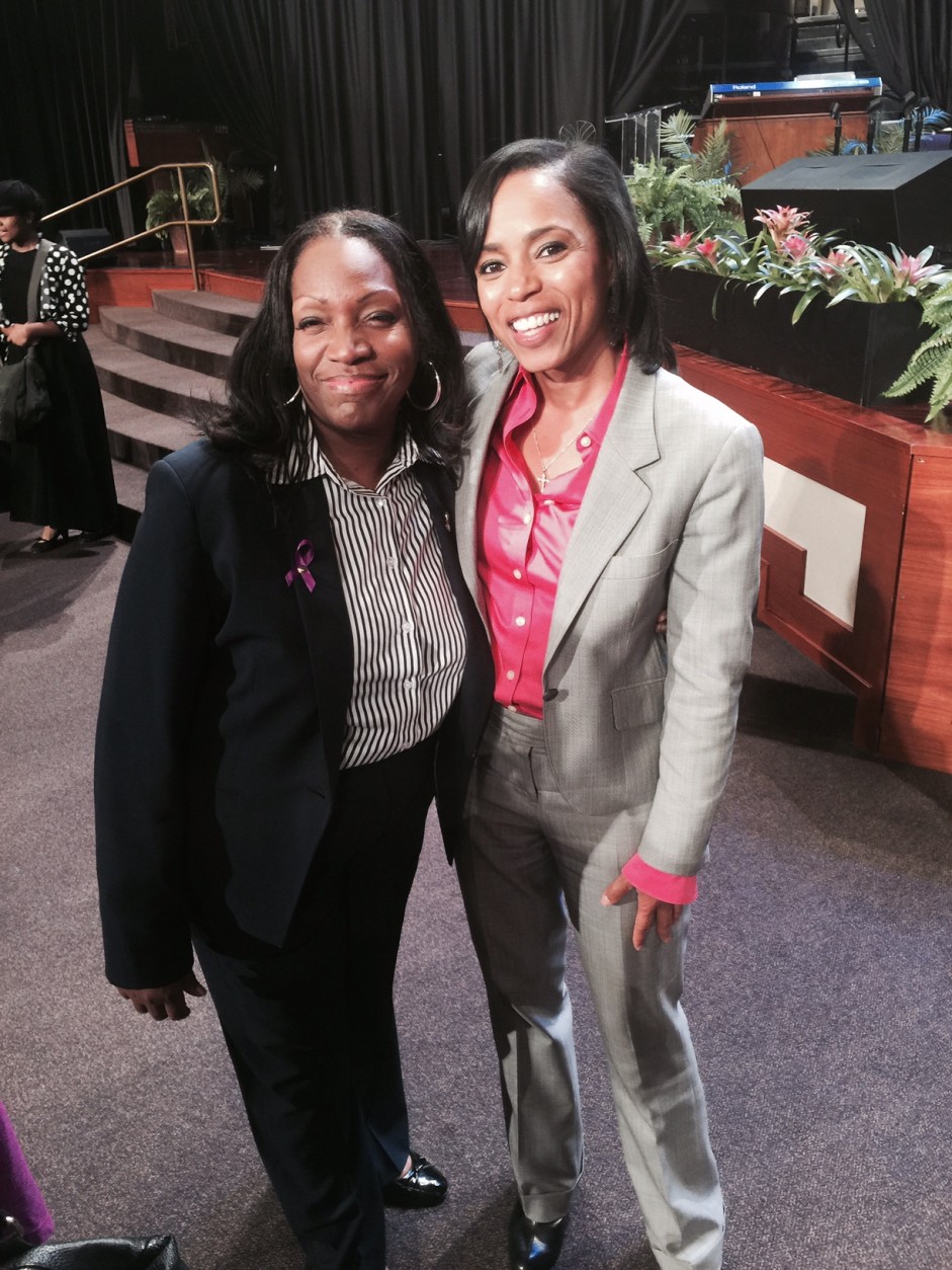 Lydia Polk and State's Attorney for Prince George's County Angela Alsobrooks, right, at a domestic violence prevention program. (Courtesy Lydia Polk)