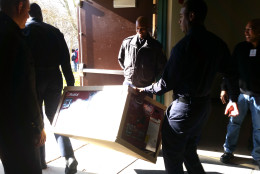 Volunteers distributed more than 50,000 toys during a Toys for Tots event at Prince George’s County police headquarters on Saturday, Dec. 19, 2015. (WTOP/Allison Keyes)