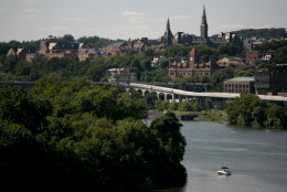 The campus of Georgetown University, top right, is seen past the Potomac River in Washington, D.C.(Andrew Harrer/Bloomberg via Getty Images)