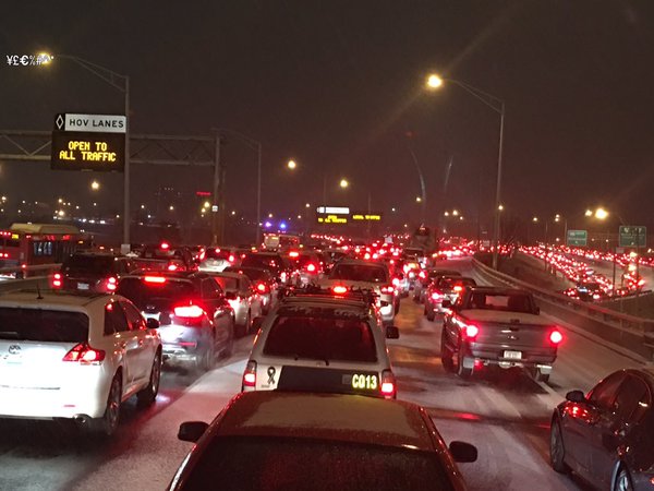 Commuters like Lori Montenegro were stuck in traffic for hours after snow hit the D.C. region on Wednesday, Jan. 20, 2016. (Courtesy of Lori Montenegro)