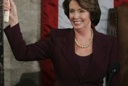 Newly elected Speaker of the House Nancy Pelosi, holds up the gavel in the U.S. Capitol in Washington Thursday, Jan. 4, 2007. (AP Photo/Pablo Martinez Monsivais)