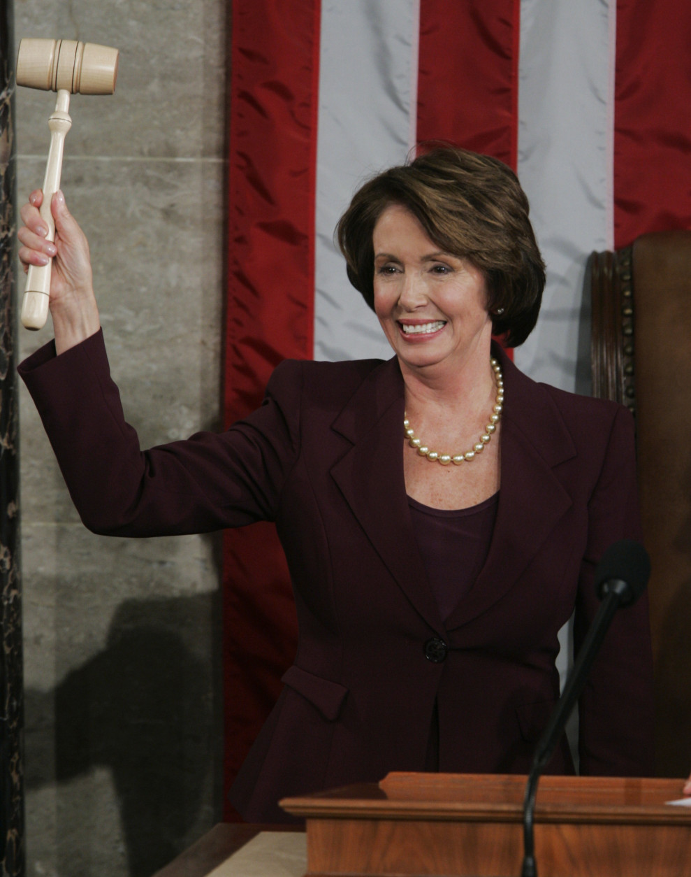 Newly elected Speaker of the House Nancy Pelosi, holds up the gavel in the U.S. Capitol in Washington Thursday, Jan. 4, 2007. (AP Photo/Pablo Martinez Monsivais)