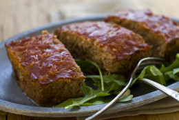 This Aug. 19, 2011 photo shows meatloaf in Concord, N.H.  In Rocco DiSpirito's meatloaf recipe, kamut serves as a flavorful bulking and moistening agent to the meatloaf instead of the more traditional breadcrumbs.     (AP Photo/Matthew Mead)