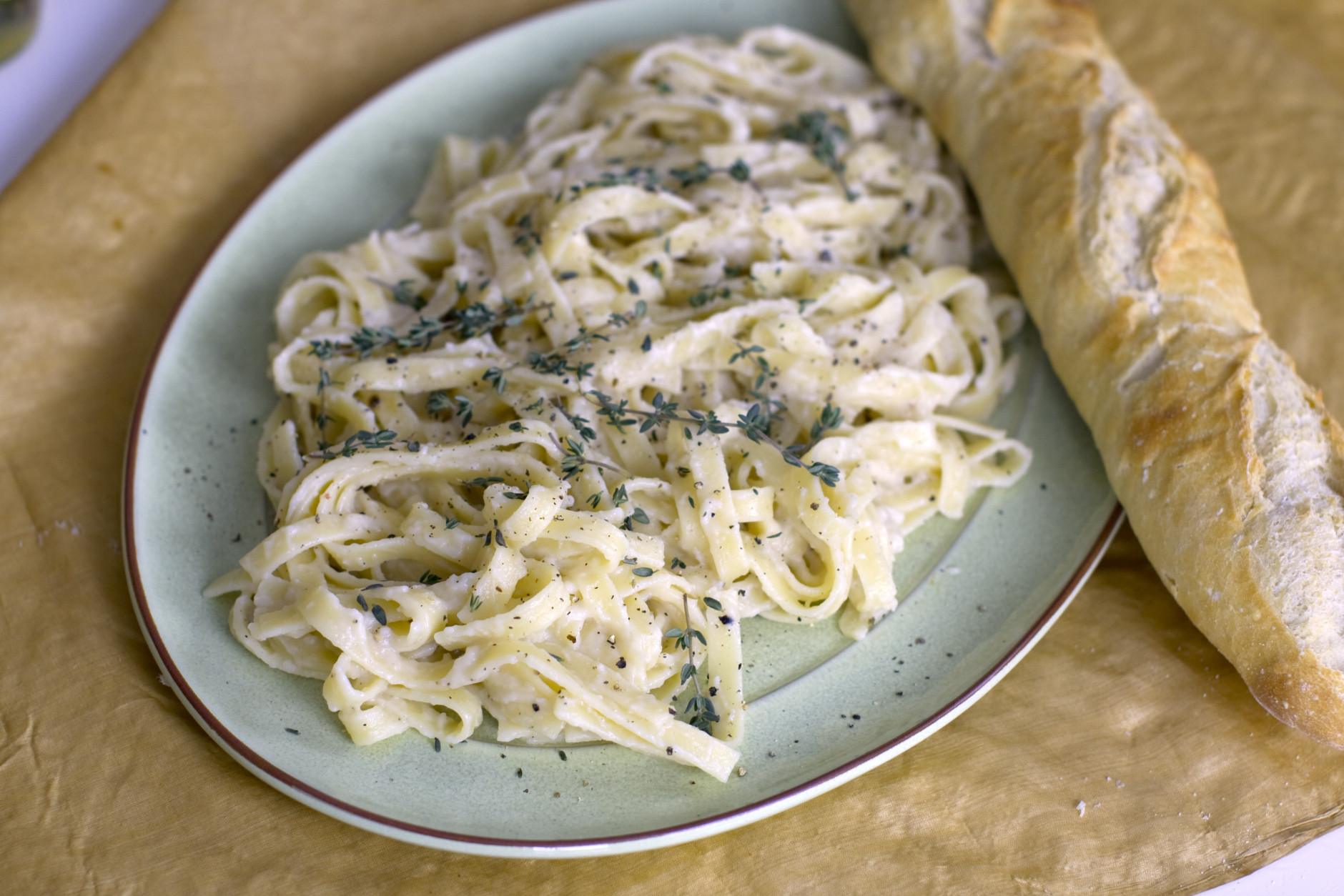This Jan. 27, 2014 photo show fettuccini with garlic parmesan puree in Concord, N.H. (AP Photo/Matthew Mead)
