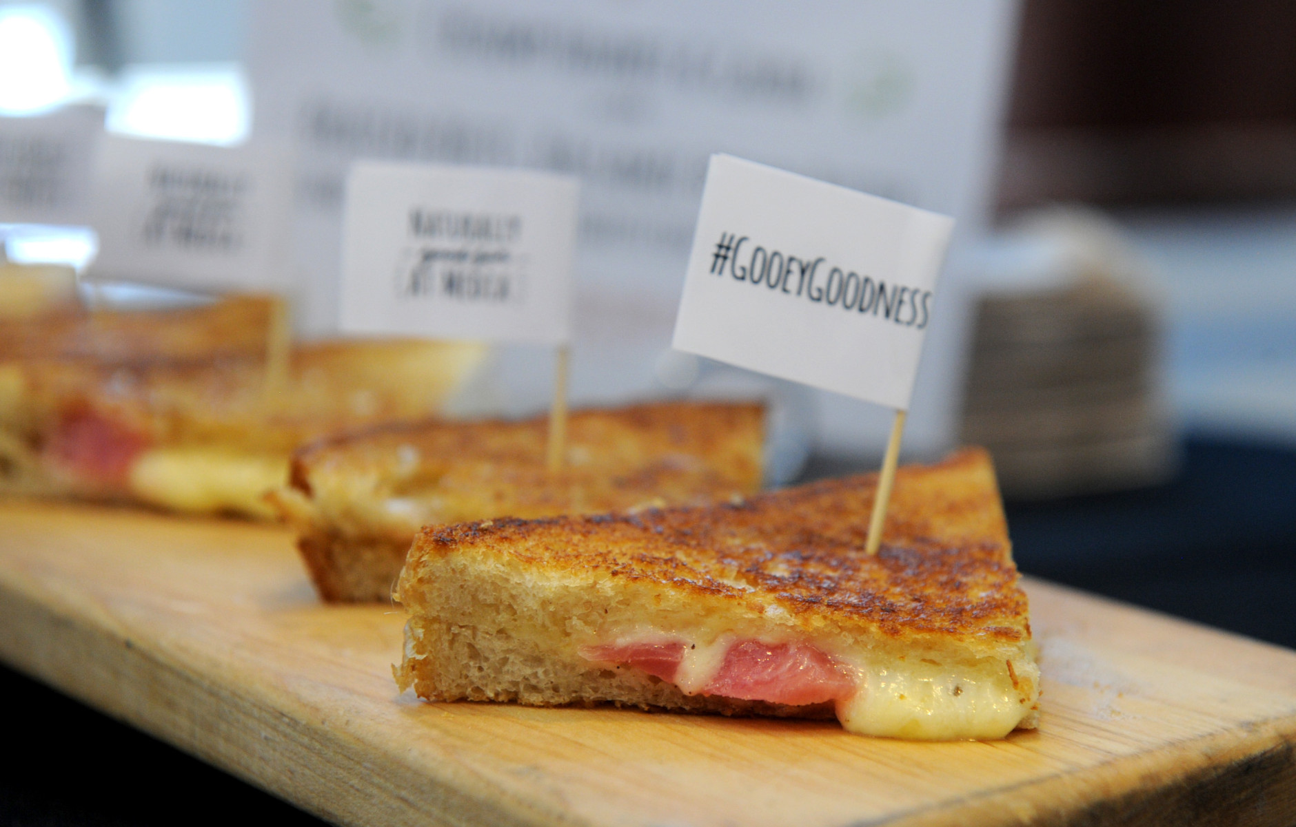 IMAGE DISTRIBUTED FOR ARLA FOODS - To celebrate National Grilled Cheese Month, cheese company Arla Dofino serves up signature Havarti, Gouda and braised beet grilled cheese sandwiches from Morris Truck, Wednesday, April 1, 2015 in New York.  For the recipe visit ArlaFoodsUSA.com/grilledcheese.  (Photo by Diane Bondareff/Invision for Arla Foods/AP Images)