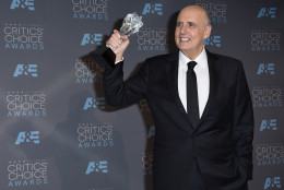 Jeffrey Tambor poses in the press room with the award for best actor in a comedy series for Transparent at the 21st annual Critics' Choice Awards at the Barker Hangar on Sunday, Jan. 17, 2016, in Santa Monica, Calif. (Photo by Jordan Strauss/Invision/AP)