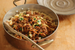 This Sept. 28, 2015 photo shows Sichuan pork ragu in Concord, N.H. This dish is adapted from a recipe in the book "Lucky Peach: 101 Easy Asian Recipes" by Peter Meehan. (AP Photo/Matthew Mead)