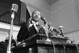 Martin Luther King Jr. speaks in Atlanta. A 1960 recording of an interview with King never before heard in public is up for sale. The tape was recorded by a Chattanooga man hoping to write a book and captures King talking about his trip to Africa, and his certainty that the child he and Coretta Scott King were expecting would be a boy. (AP File Photo)