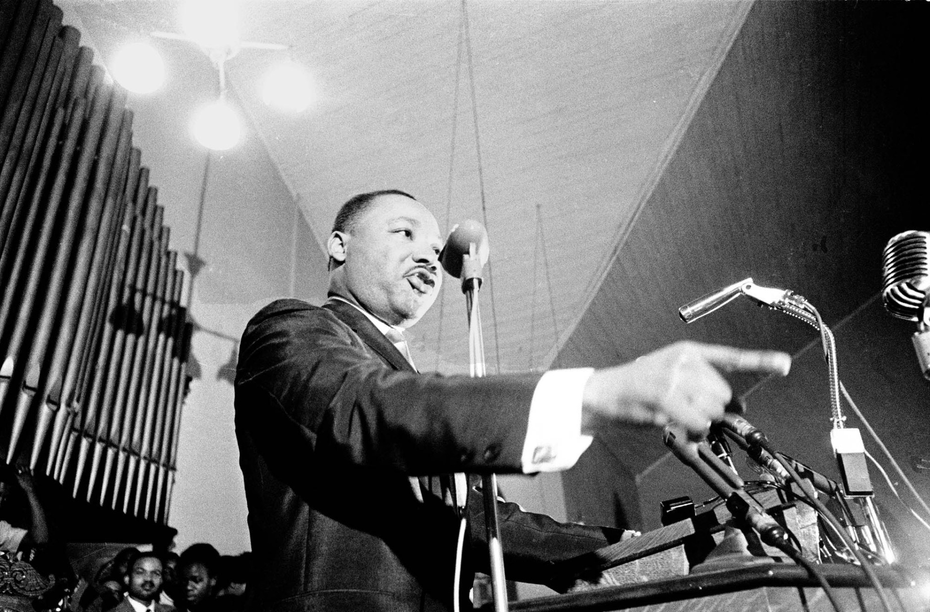 Martin Luther King Jr., speaks at a Selma, Ala., church in this January 1965 photo. A never-before-published speech given by King in Selma during a 1965 visit is included in "Ripples of Hope,"  a collection of 110 speeches from the 1780s to the 1990s, on topics from women's suffrage to gay rights. (AP Photo)