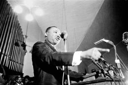 Martin Luther King Jr., speaks at a Selma, Ala., church in this January 1965 photo. A never-before-published speech given by King in Selma during a 1965 visit is included in "Ripples of Hope,"  a collection of 110 speeches from the 1780s to the 1990s, on topics from women's suffrage to gay rights. (AP Photo)