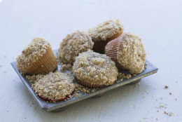 This Sept. 8, 2014 photo shows sprouted wheat muffins with steusel topping in Concord, N.H. Peter Reinhart's new book, "Bread Revolution" dives into the rising trends of sprouted and whole grains, as well as heirloom flours. (AP Photo/Matthew Mead)