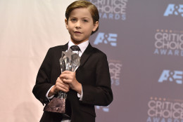 Jacob Tremblay poses in the press room with the award for best young actor/actress for Room at the 21st annual Critics' Choice Awards at the Barker Hangar on Sunday, Jan. 17, 2016, in Santa Monica, Calif. (Photo by Jordan Strauss/Invision/AP)