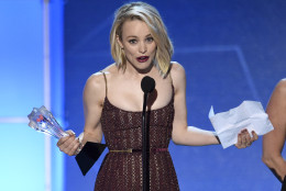 Rachel McAdams accepts the award for best acting ensemble for Spotlight at the 21st annual Critics' Choice Awards at the Barker Hangar on Sunday, Jan. 17, 2016, in Santa Monica, Calif. (Photo by Chris Pizzello/Invision/AP)