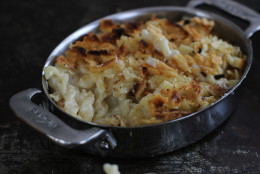 This Jan. 19, 2015 photo shows potato chip baked macaroni and cheese in Concord, N.H. (AP Photo/Matthew Mead)