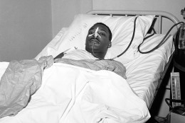 Martin Luther King Jr. recovers from surgery in bed at New York's Harlem Hospital on following an operation to remove steel letter opener from his chest after being stabbed by a mentally disturbed woman as he signed books in Harlem. The New York City surgeon, Dr. John W.V. Cordice, who was part of the medical team that saved King the nearly fatal stab wound has died at the age of 95. The death was announced Tuesday, Dec. 31, 2013, by the city agency that oversees Harlem Hospital Center, where Cordice was formerly an attending surgeon and chief of thoracic surgery. (AP Photo/John Lent., File)