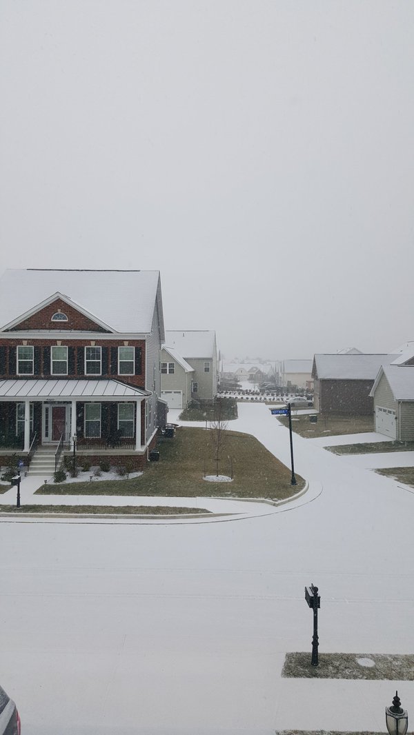 The snow collects in Aldie, Virginia. (Courtesy @trmeeze)