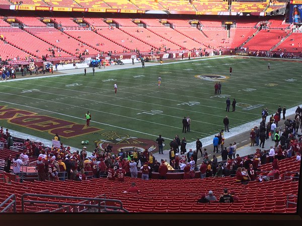The Redskins and Packers get set for the game at FedEx Field. (WTOP/George Wallace)