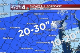 NBC Storm Team 4 Chief Meteorologist Doug Kammerer's latest estimate as of 12 a.m. Friday. (Courtesy NBC Storm Team 4)