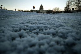 WASHINGTON, DC - JANUARY 24:  Pennsylvania Avenue in front of the U.S. Capitol is covered with snow on January 24, 2016 in Washington, DC. The blizzard that has brought massive snowfall and a standstill to the East Coast and the Mid Atlantic region has stopped.  (Photo by Alex Wong/Getty Images)