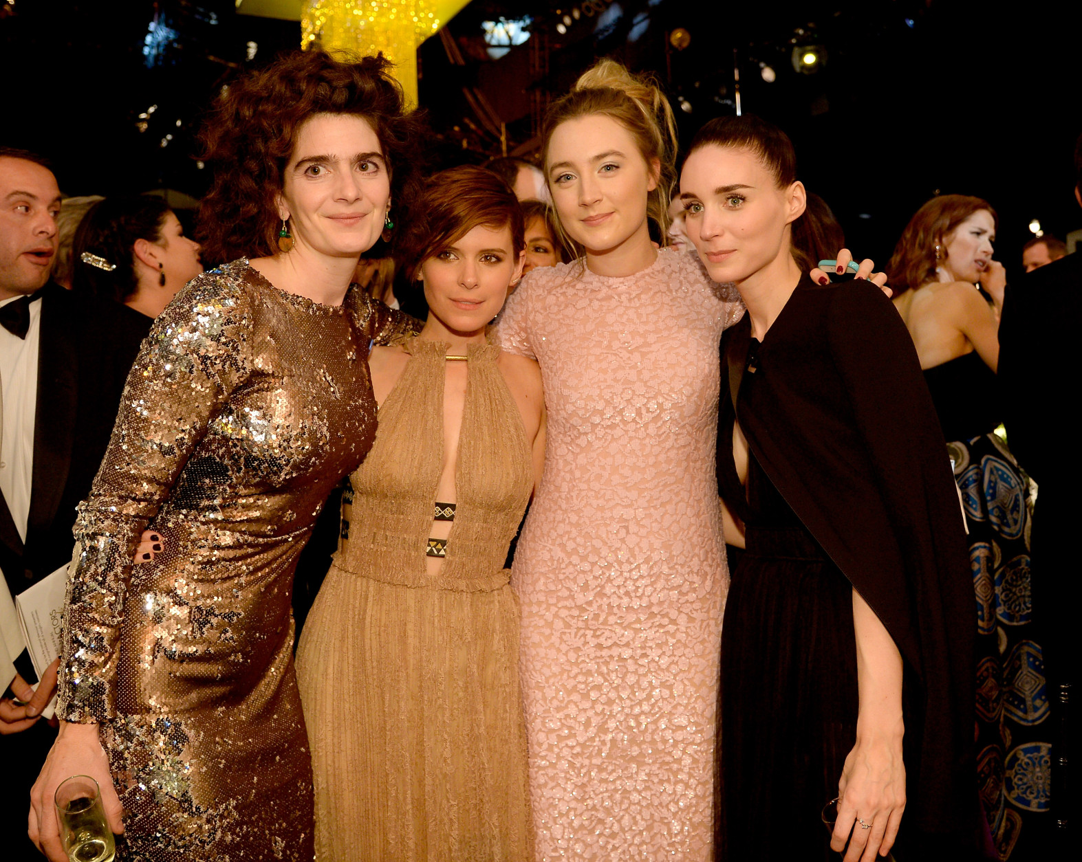 LOS ANGELES, CA - JANUARY 30:  (L-R) Actresses Gaby Hoffmann, Kate Mara, Saoirse Ronan and Rooney Mara pose during the 22nd Annual Screen Actors Guild Awards at The Shrine Auditorium on January 30, 2016 in Los Angeles, California.  (Photo by Kevork Djansezian/Getty Images)