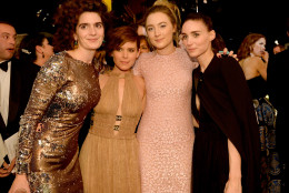 LOS ANGELES, CA - JANUARY 30:  (L-R) Actresses Gaby Hoffmann, Kate Mara, Saoirse Ronan and Rooney Mara pose during the 22nd Annual Screen Actors Guild Awards at The Shrine Auditorium on January 30, 2016 in Los Angeles, California.  (Photo by Kevork Djansezian/Getty Images)