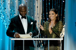 LOS ANGELES, CA - JANUARY 30: Actors Taye Diggs and Eva Longoria  onstage during the 22nd Annual Screen Actors Guild Awards at The Shrine Auditorium on January 30, 2016 in Los Angeles, California.  (Photo by Kevork Djansezian/Getty Images)