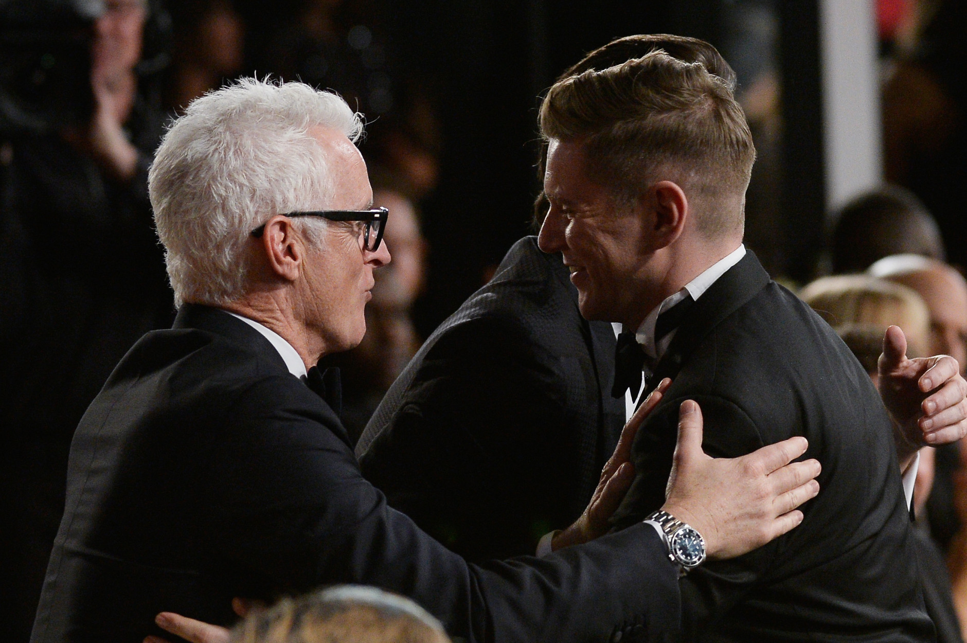 LOS ANGELES, CA - JANUARY 30:  Actors John Slattery (L) and Allen Leech onstage during the 22nd Annual Screen Actors Guild Awards at The Shrine Auditorium on January 30, 2016 in Los Angeles, California.  (Photo by Kevork Djansezian/Getty Images)