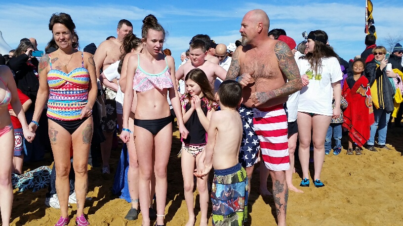 Most participants raise $75 each for a plunge in the water at Sandy Point State Park. But some ``super plungers'' raise thousands of dollars to jump in the frigid water multiple times. (WTOP/Kathy Stewart)