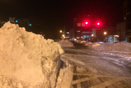 Snow mountains in Rockville, Maryland. (WTOP/Nick Iannelli)