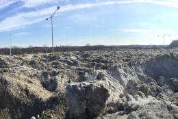 Snowpile seen in a parking lot at RFK Stadium on Jan. 27, 2016. (Courtesy Julia Robey Christian)