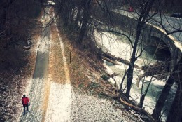 Snow begins to accummulate at Rock Creek Park on Friday, Jan. 22, 2016. (From Twitter user @Puccaloki)