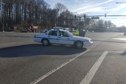 Police block traffic to investigate and clean up the nine-vehicle crash. (Courtesy Prince George's County Police)