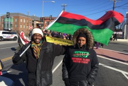 Kamau Grimes and Kristina Jacabs of the National Black United Front. (WTOP/Kristi King)