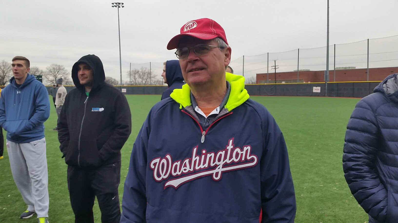 Rick, a resident of Virginia, tries out for the Washington Nationals Racing Presidents on Sunday, Jan. 17, 2016. (WTOP/Kathy Stewart)