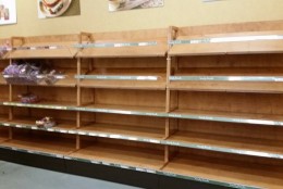 A Germantown Wegmans sold out a number of bags of bread as people prepare for the storm. (WTOP/Zach Shore)