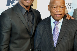 Actor Stephan James with Congressman John Lewis at the Feb. 3, 2016 screening of "Race." (Courtesy Shannon Finney, www.shannonfinneyphotography.com)