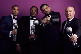 PASADENA, CA - FEBRUARY 05:  (L-R) Actor Neil Brown, Jr., Director F. Gary Gray, actor O'Shea Jackson Jr. and producer Scott Bernstein pose with Outstanding Motion Picture awards for a portrait during the 47th NAACP Image Awards presented by TV One at Pasadena Civic Auditorium on February 5, 2016 in Pasadena, California.  (Photo by JSquared Photography/Getty Images for NAACP Image Awards)