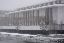 The John F. Kennedy Center for the Preforming Arts during the Presidents Day snowfall.  (WTOP/Dave Dildine)