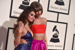 Selena Gomez, left, and Taylor Swift arrive at the 58th annual Grammy Awards at the Staples Center on Monday, Feb. 15, 2016, in Los Angeles. (Photo by Jordan Strauss/Invision/AP)