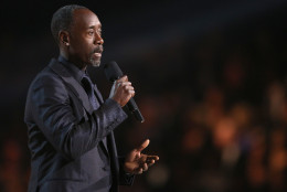 Don Cheadle introduces a performance by Kendrick Lamar at the 58th annual Grammy Awards on Monday, Feb. 15, 2016, in Los Angeles. (Photo by Matt Sayles/Invision/AP)