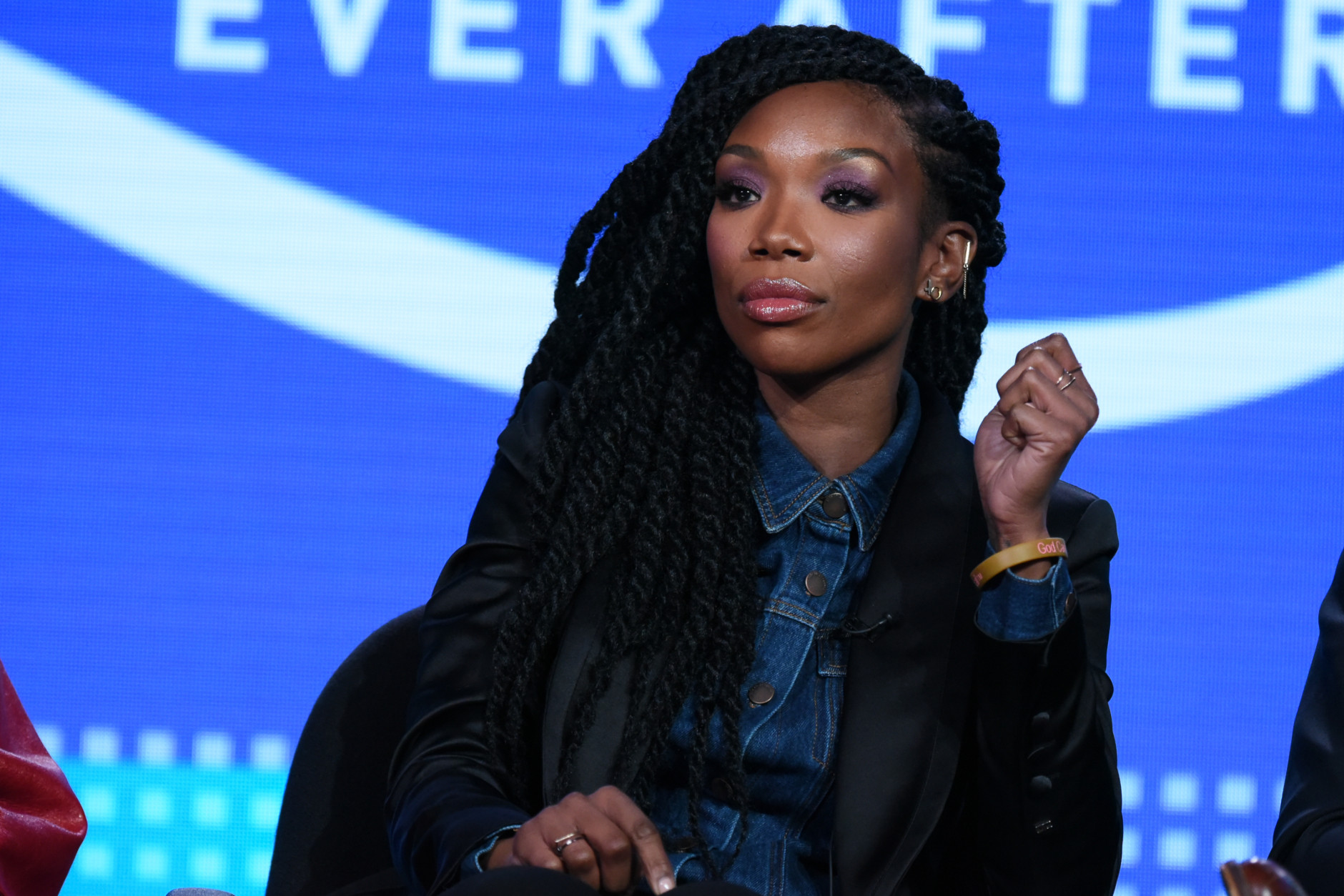 Recording artist and actress Brandy Norwood speaks on stage during the "Zoe Ever After" panel at the Viacom 2016 Winter TCA on Wednesday, Jan. 6, 2016, in Pasadena, Calif. (Photo by Richard Shotwell/Invision/AP)