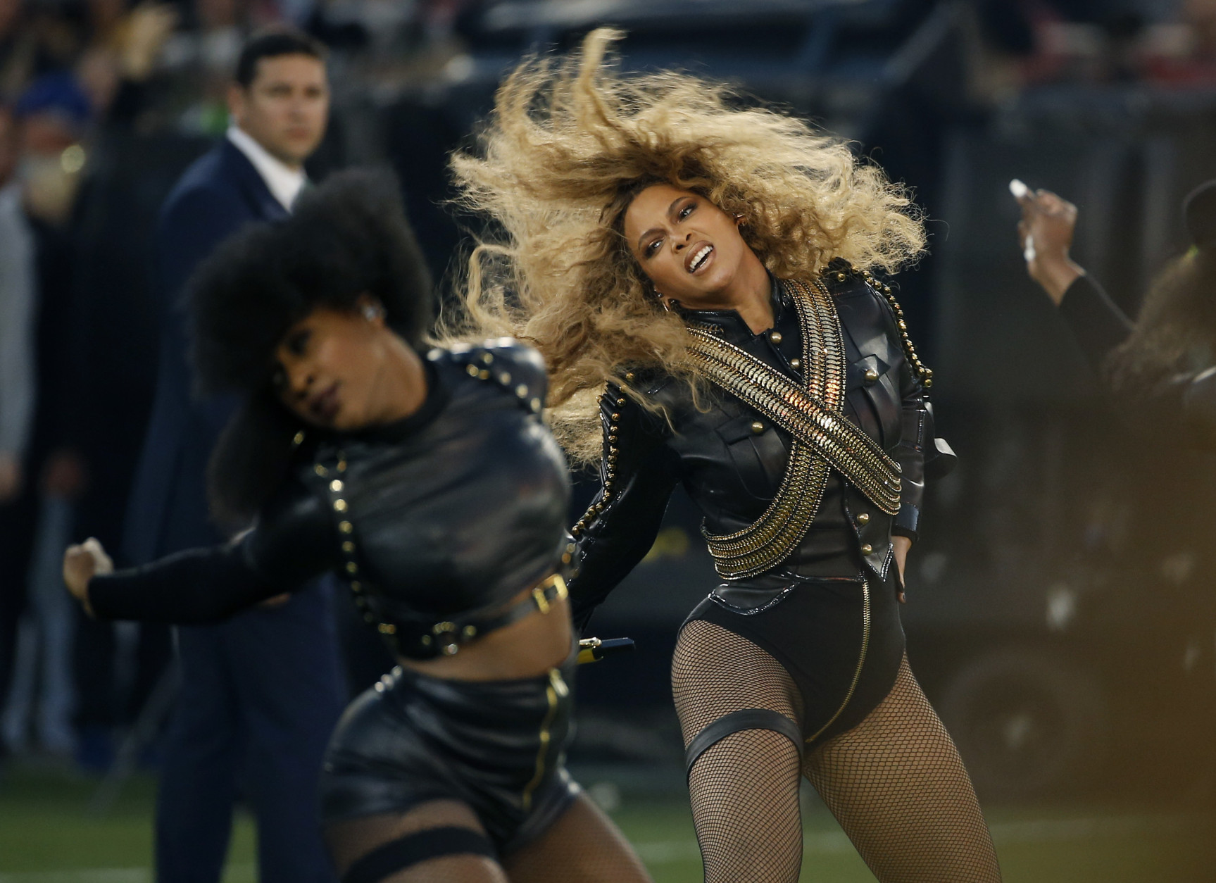 FILE - In this Sunday, Feb. 7, 2016 file photo, Beyonce performs during halftime of the NFL Super Bowl 50 football game in Santa Clara, Calif. Beyonce is working overtime this weekend: After releasing a new song Saturday and performing at the Super Bowl on Sunday, she's announced a new stadium tour. The Grammy-winning singer announced her 2016 Formation World Tour in a commercial after she performed at the halftime show with Bruno Mars and Coldplay. (AP Photo/Matt Slocum, File)