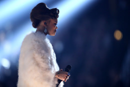 Andra Day performs "Rise Up" at the 58th annual Grammy Awards on Monday, Feb. 15, 2016, in Los Angeles. (Photo by Matt Sayles/Invision/AP)